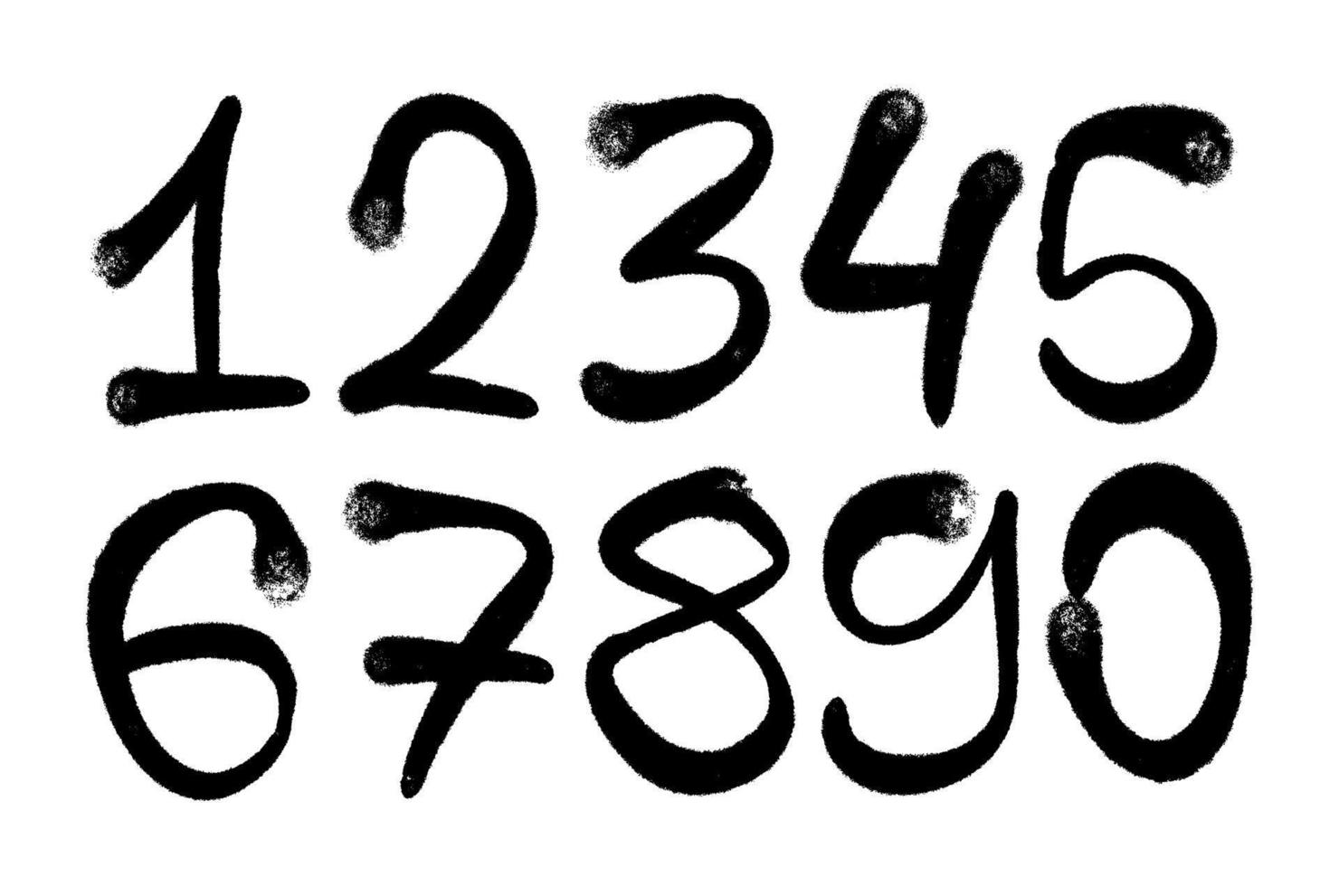 grafite números. conjunto do números dentro a estilo do grafite spray pintura vetor