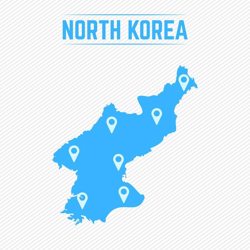 mapa simples da coreia do norte com ícones de mapa vetor