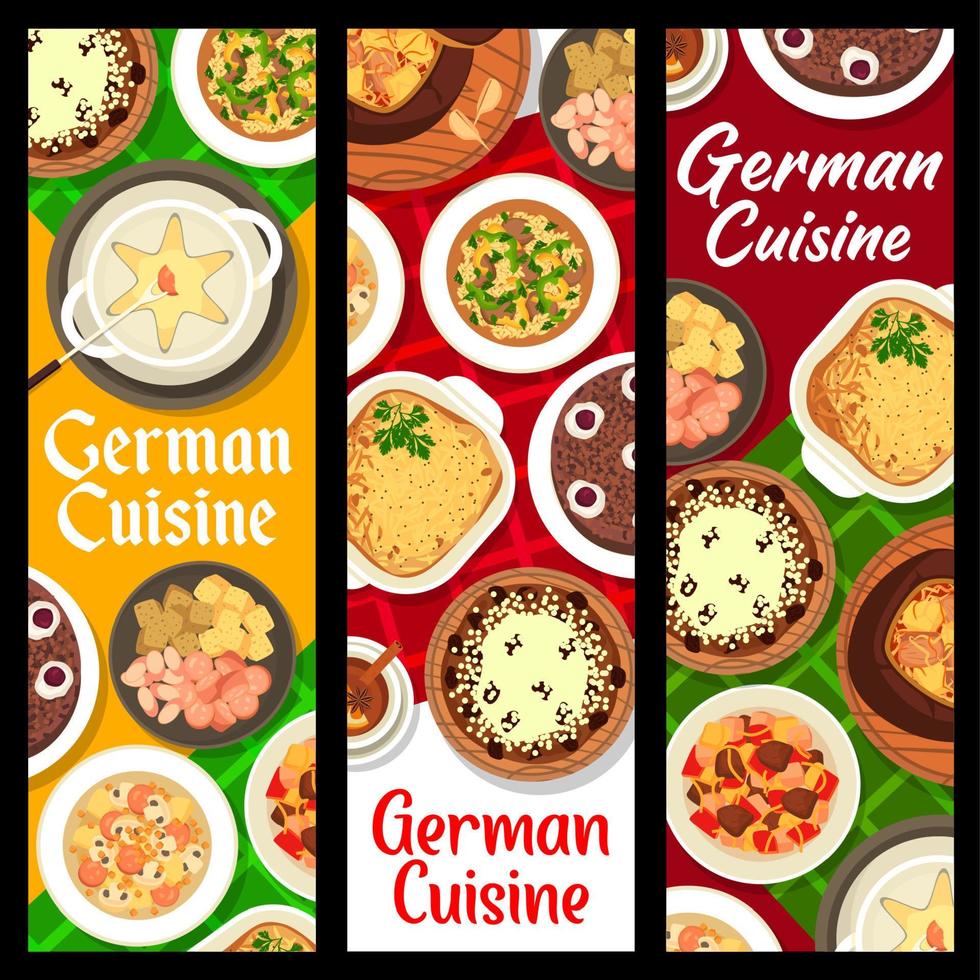 bandeiras de vetor de comida de restaurante de cozinha alemã