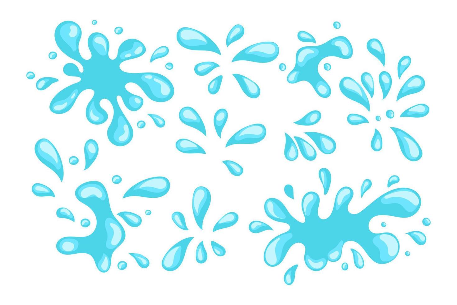 conjunto do azul água gotas e salpicos em uma branco fundo. clipart definir. vetor