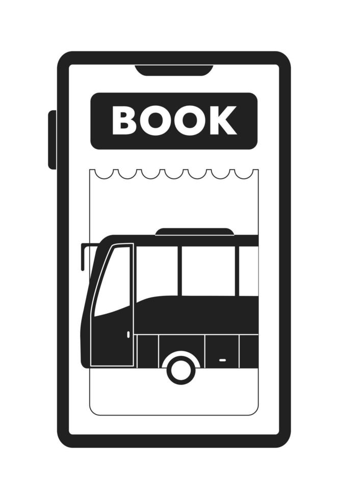 compra passar antes embarque ônibus monocromático conceito vetor local ilustração. editável 2d plano bw desenho animado objeto para rede ui Projeto. bilhete reserva aplicativo linear herói imagem