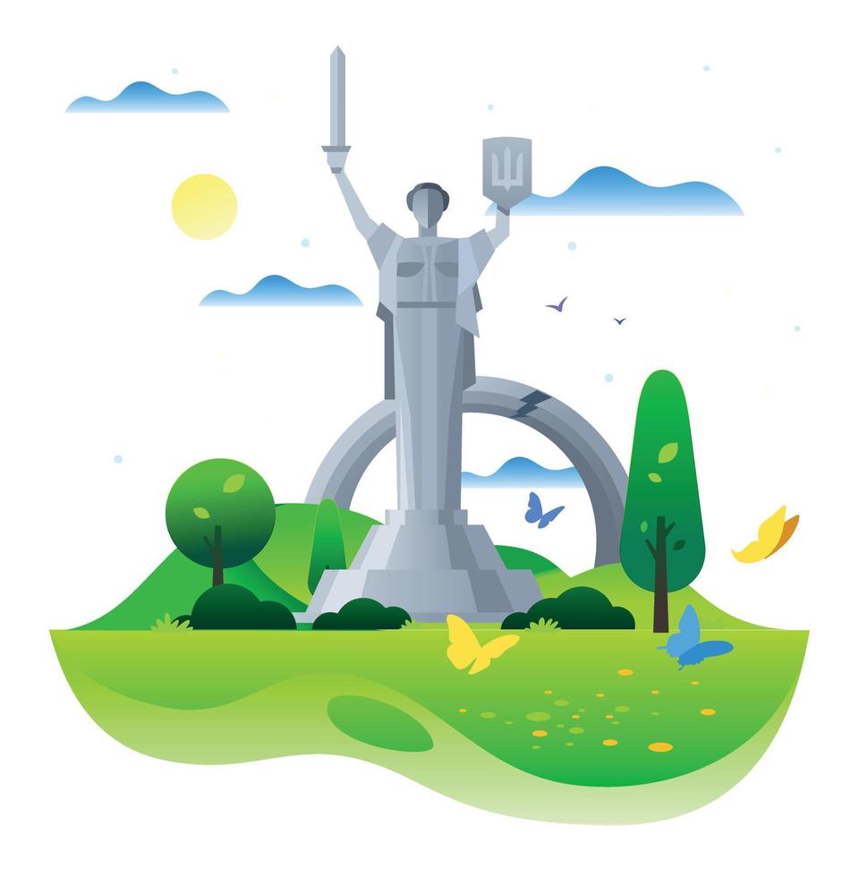 ilustração monumento para pátria mãe dentro Kyiv. Ucrânia, Kyiv, pátria mãe vetor