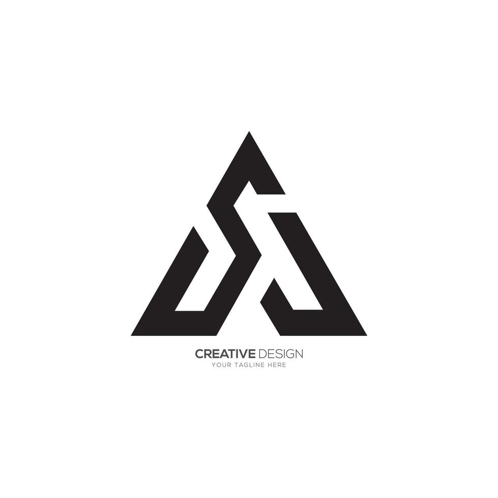 moderno carta s uma triângulo forma único elegante monograma logotipo vetor