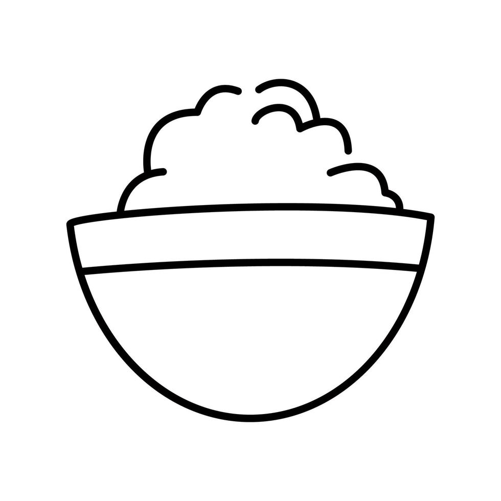 arroz tigela Preto e branco esboço rabisco vetor ilustração isolado em branco fundo. Comida placa ou ícone.