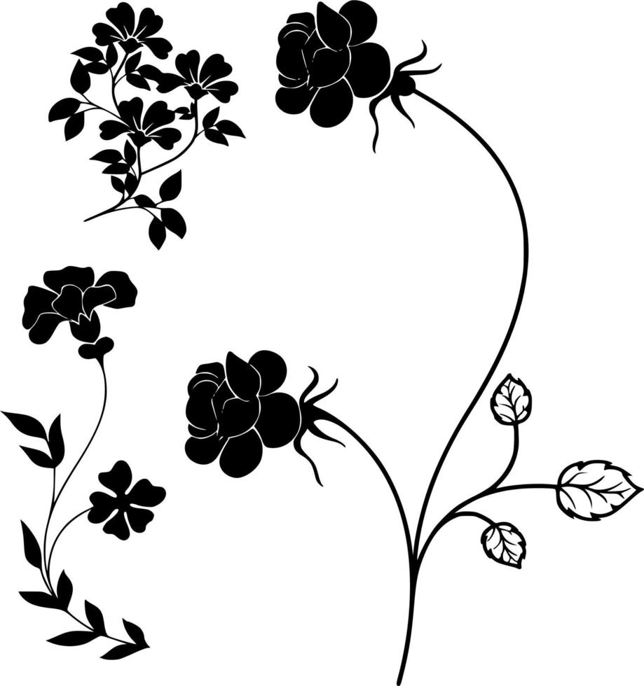 vetor silhueta do flores em branco fundo