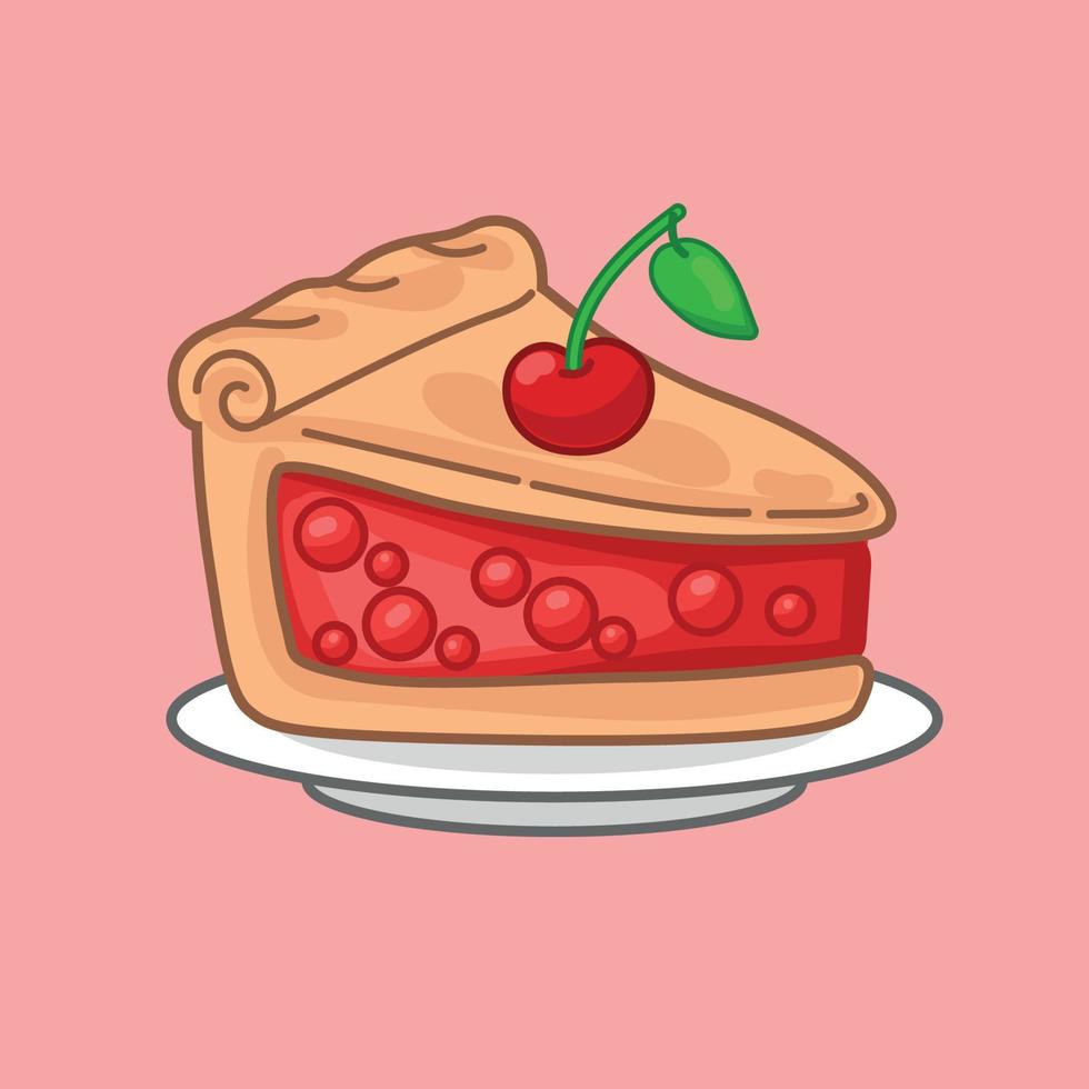 bolo cereja Rosa doces aniversário feriado bagas torta verão cozinha sobremesa cardápio vetor