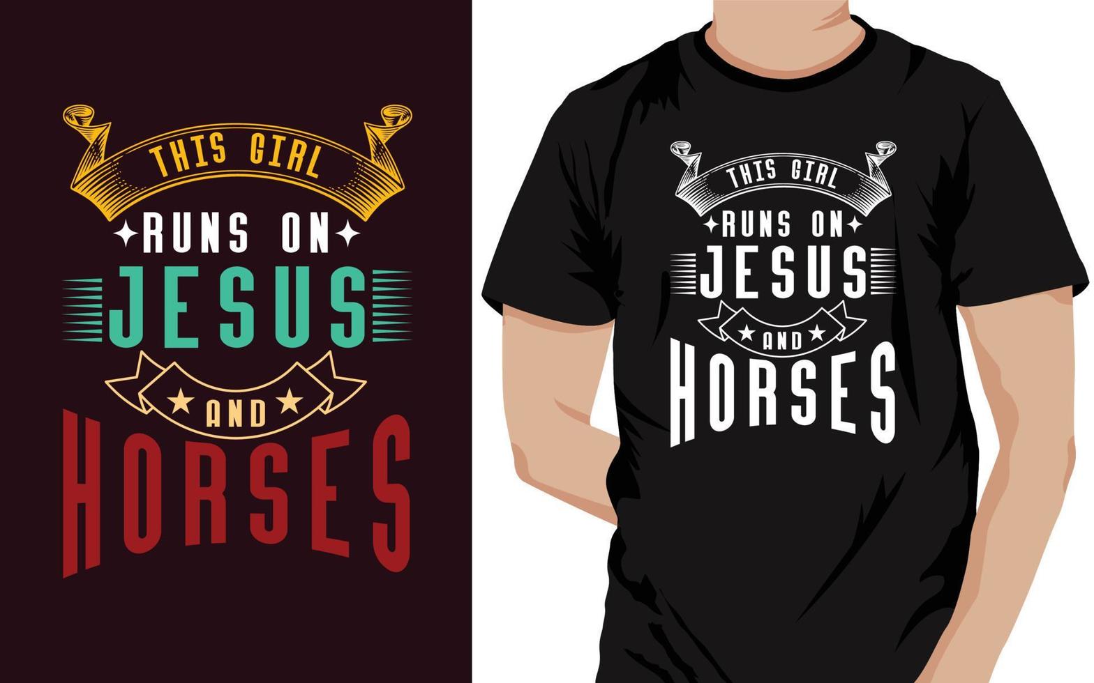 isto menina corre em Jesus e cavalos personalizadas camiseta Projeto vetor