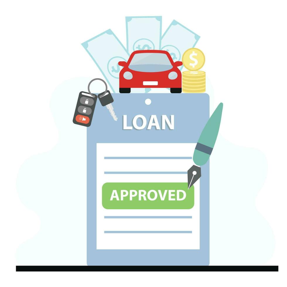 aprovado carro empréstimo inscrição Formato vetor ilustração