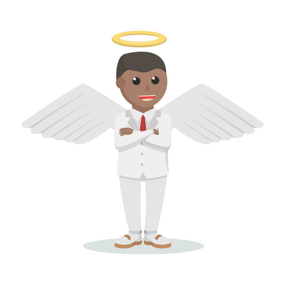 homem de negocios africano anjo branco empreendedor Projeto personagem em branco fundo vetor