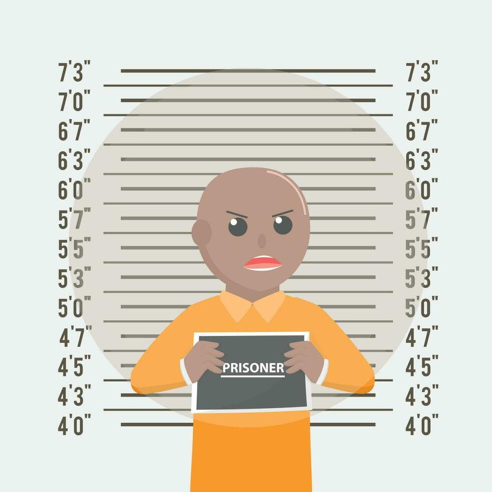 prisioneiro africano pose retrato falado Projeto personagem em branco fundo vetor