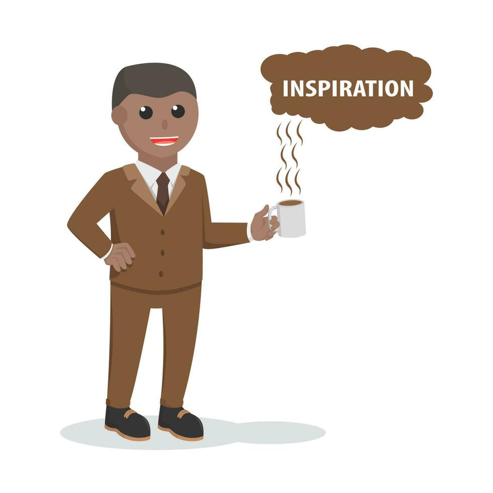 homem de negocios africano café inspiração Projeto personagem em branco fundo vetor
