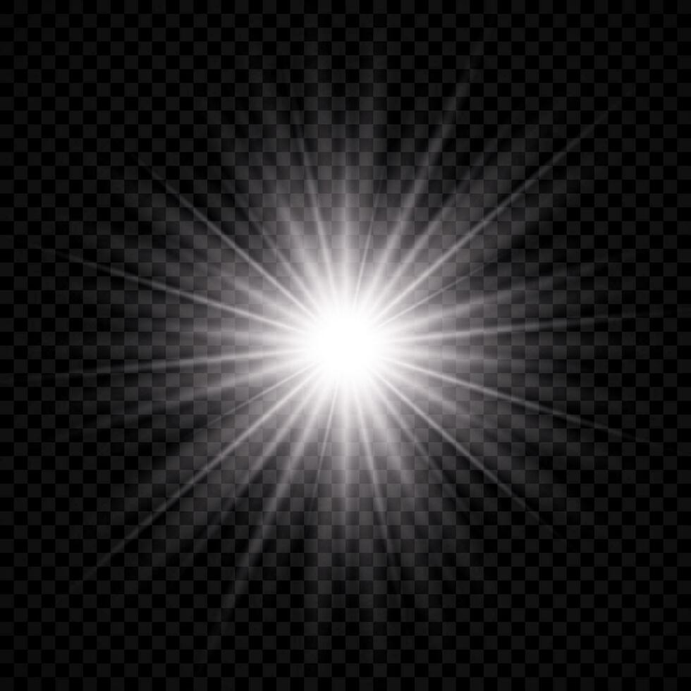 luz efeito do lente flare. branco brilhando luz explode com starburst efeitos e brilhos em uma fundo. vetor ilustração