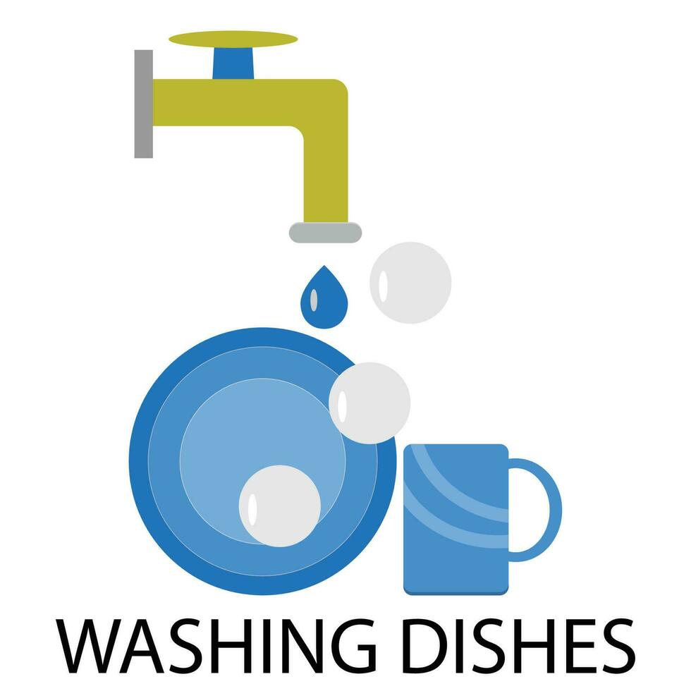 lavando pratos Projeto plano vetor