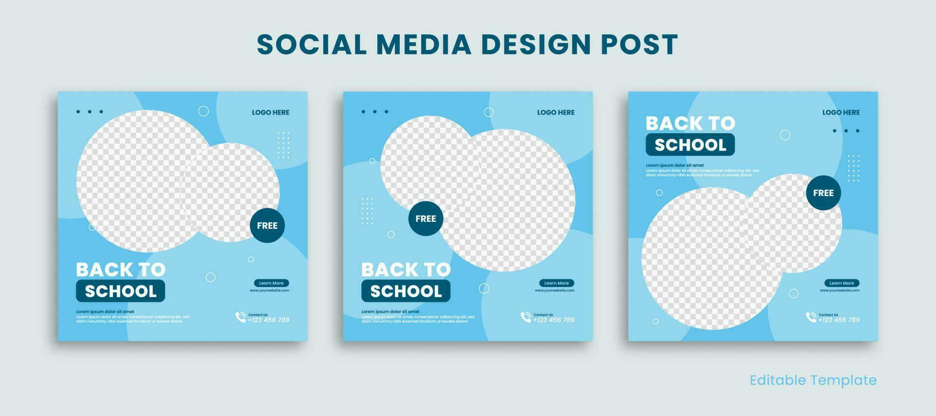 conjunto do editável modelo social meios de comunicação Projeto publicar. com transparente círculo dentro azul céu cor tema. adequado para social meios de comunicação publicar, Publicidades, promoções produtos, negócios, empresa, corporativo, etc vetor