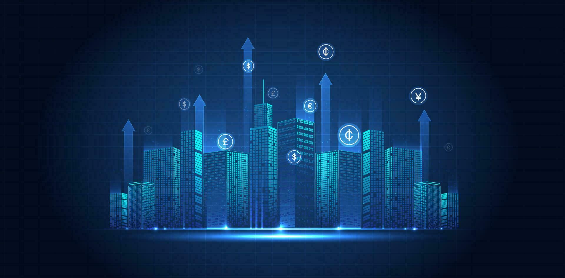 inteligente cidade ou rede sem fio com elétrico ícones. gráfico do edifícios com digital tecnologia elemento para local na rede Internet, Móvel aplicativo. vetor Projeto.