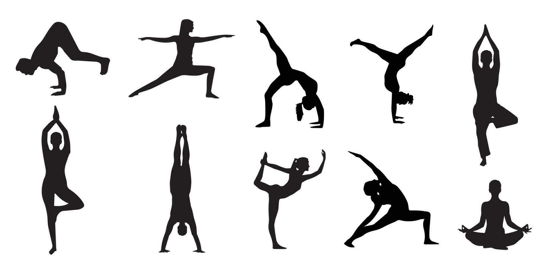 ioga poses todos diferente artes vetor Arquivo