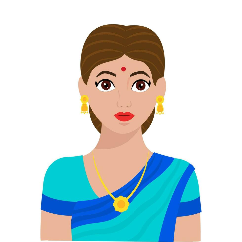 lindo indiano mulher personagem em branco fundo. vetor