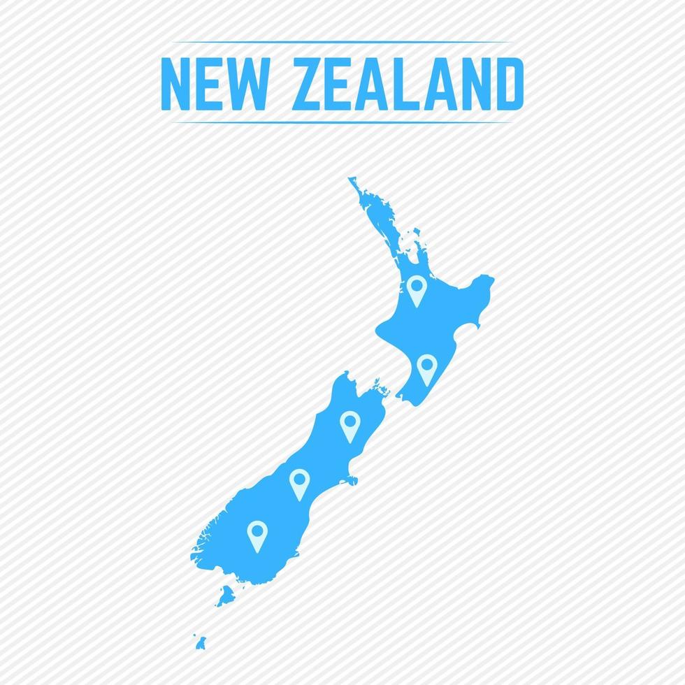 mapa simples da nova zelândia com ícones de mapa vetor