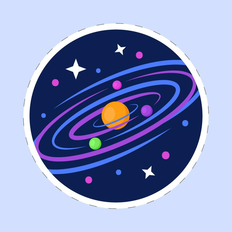 vetor ilustração do solar sistema azul fundo dentro adesivo estilo.