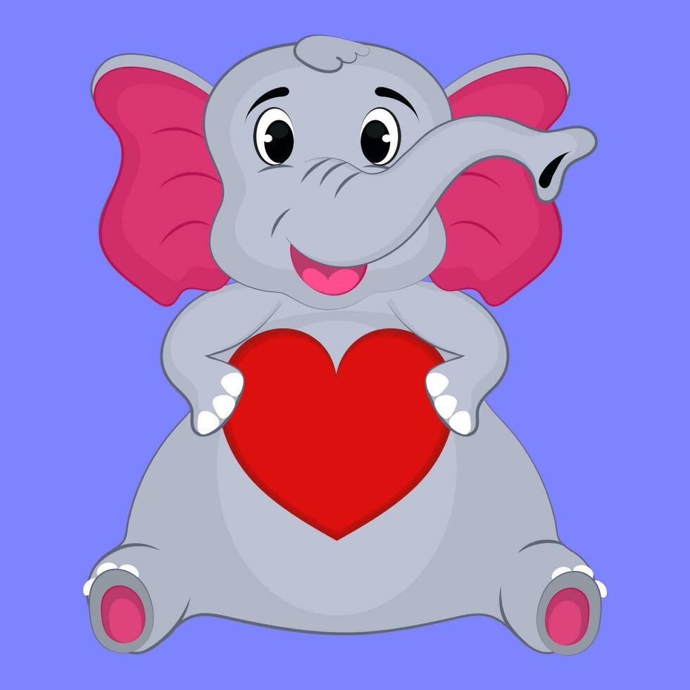 fofa elefante segurando vermelho coração. amor ou dia dos namorados dia conceito. vetor