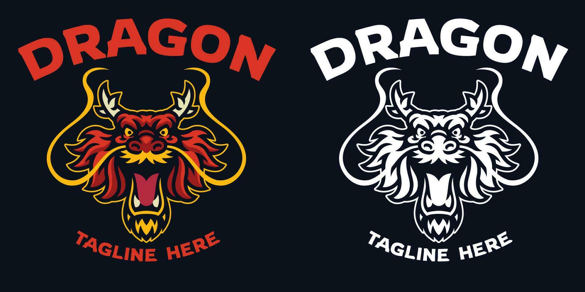 ásia Dragão cabeça mascote logotipo vetor