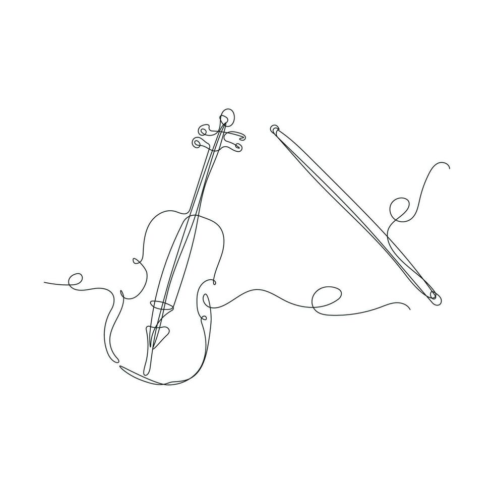 contínuo linha arte violino. 1 linha musical instrumento isolado em branco. vetor ilustração