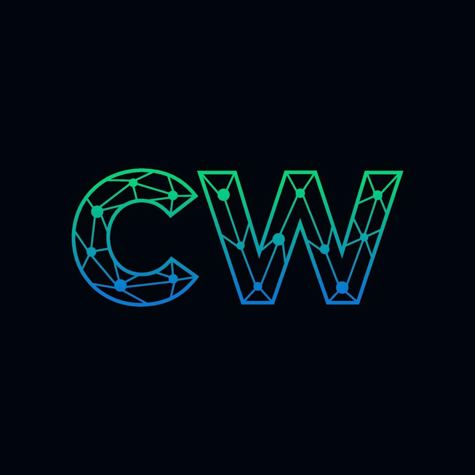 abstrato carta cw logotipo Projeto com linha ponto conexão para tecnologia e digital o negócio empresa. vetor