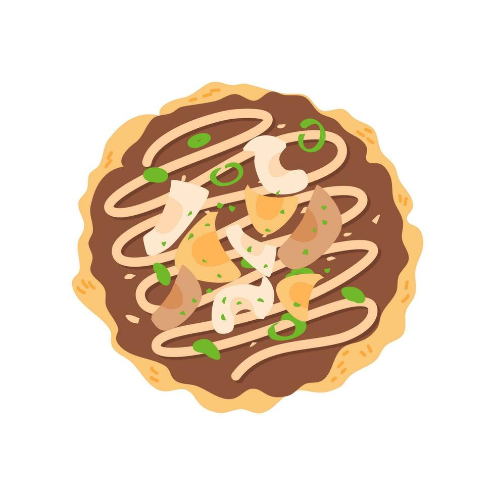 japonês Comida okonomiyaki ilustração vetor