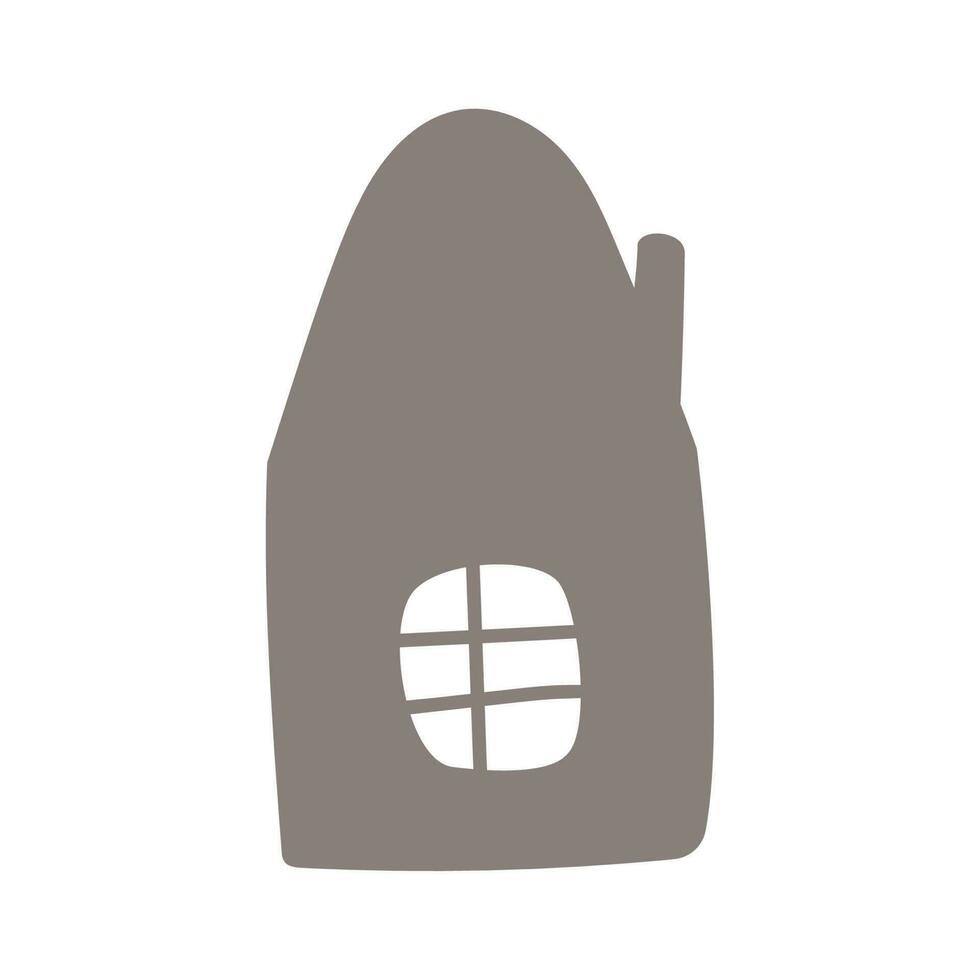escandinavo casa dentro mão desenhado estilo. silhueta do casa com janelas e chaminé vetor
