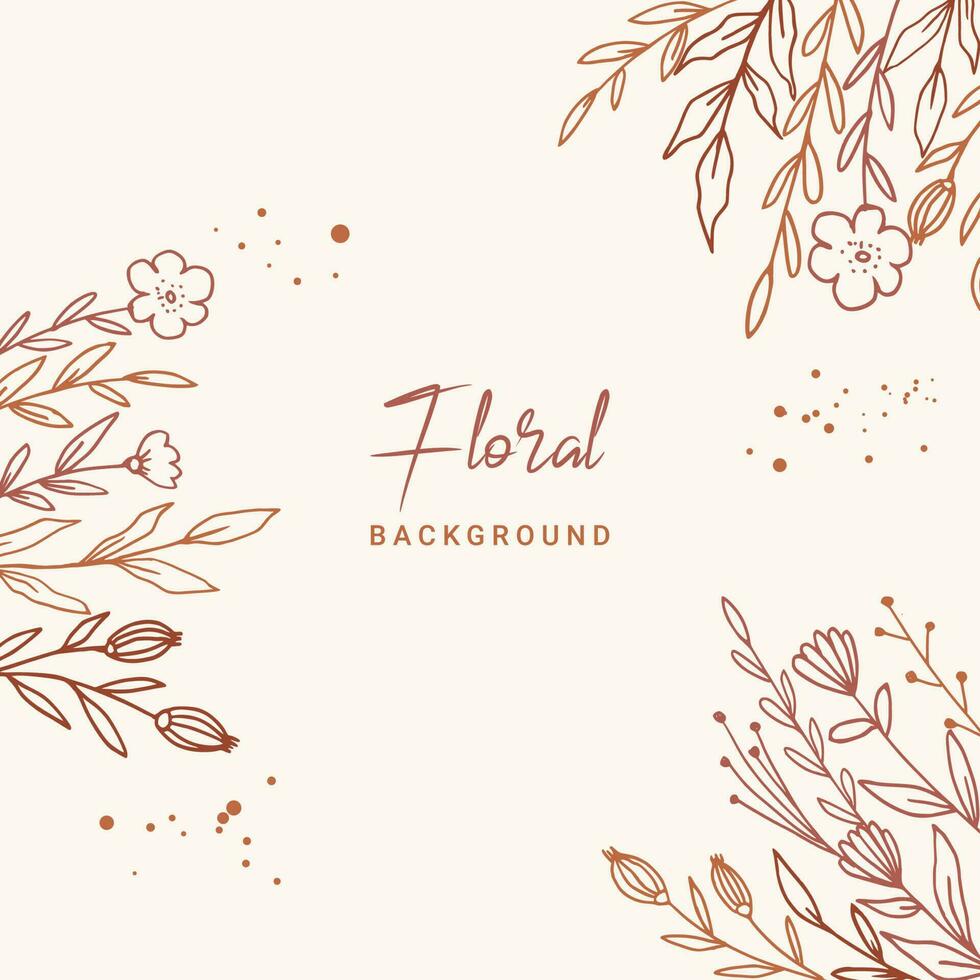 elegante dourado floral fundo com mão desenhado flores e folhas ilustração decoração vetor