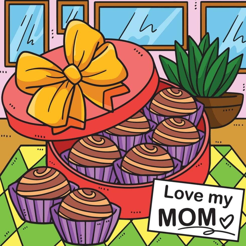 mães dia caixa do chocolates colori desenho animado vetor