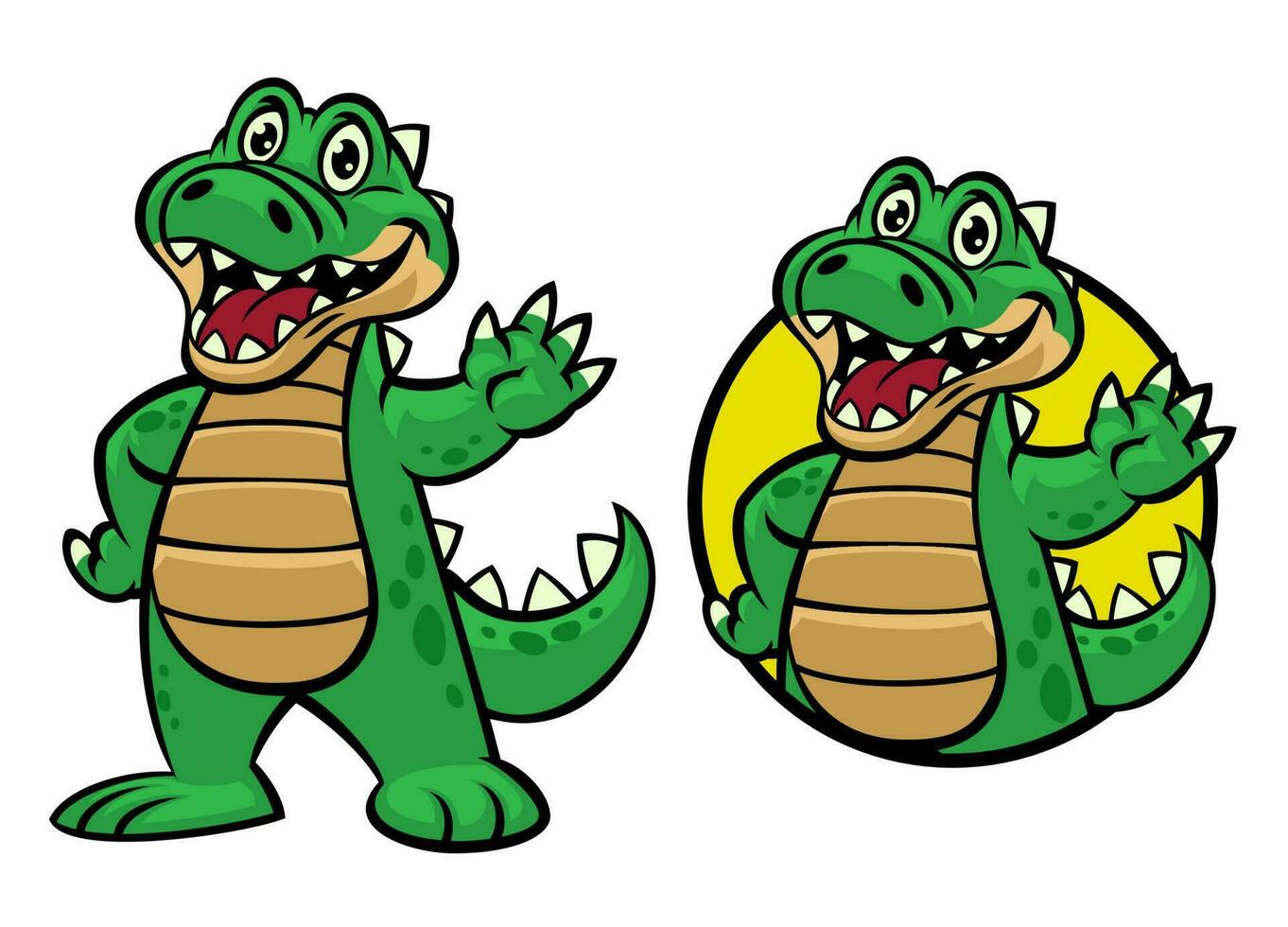 conjunto do feliz desenho animado do crocodilo mascote logotipo vetor