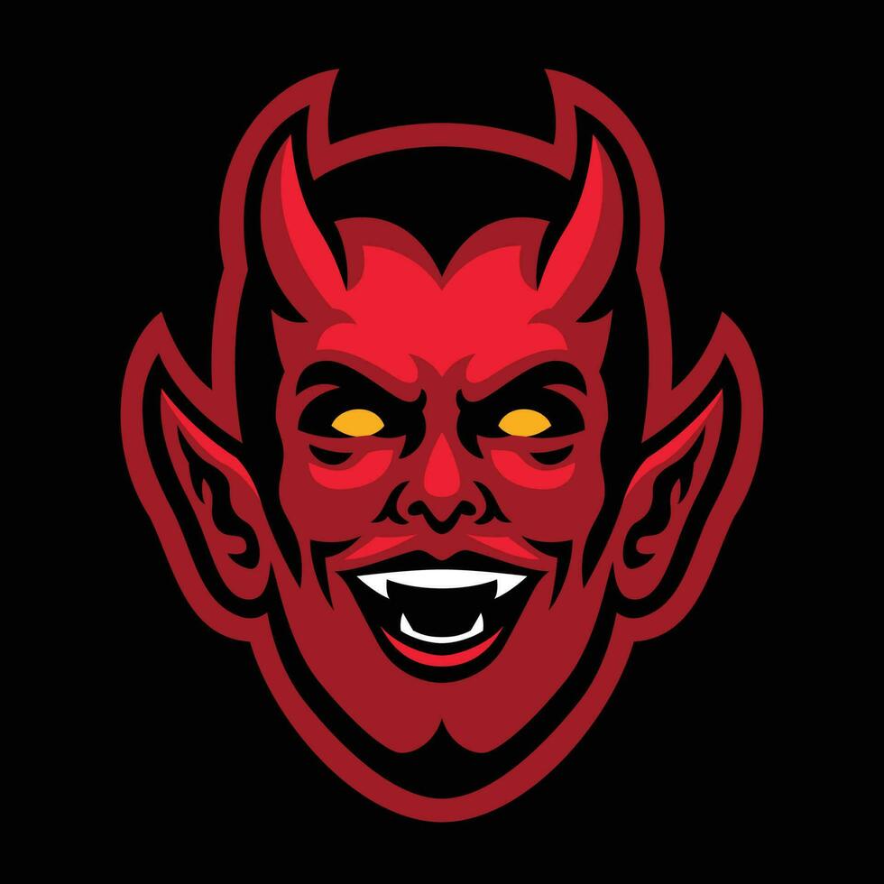 vicioso diabo cabeça mascote logotipo vetor