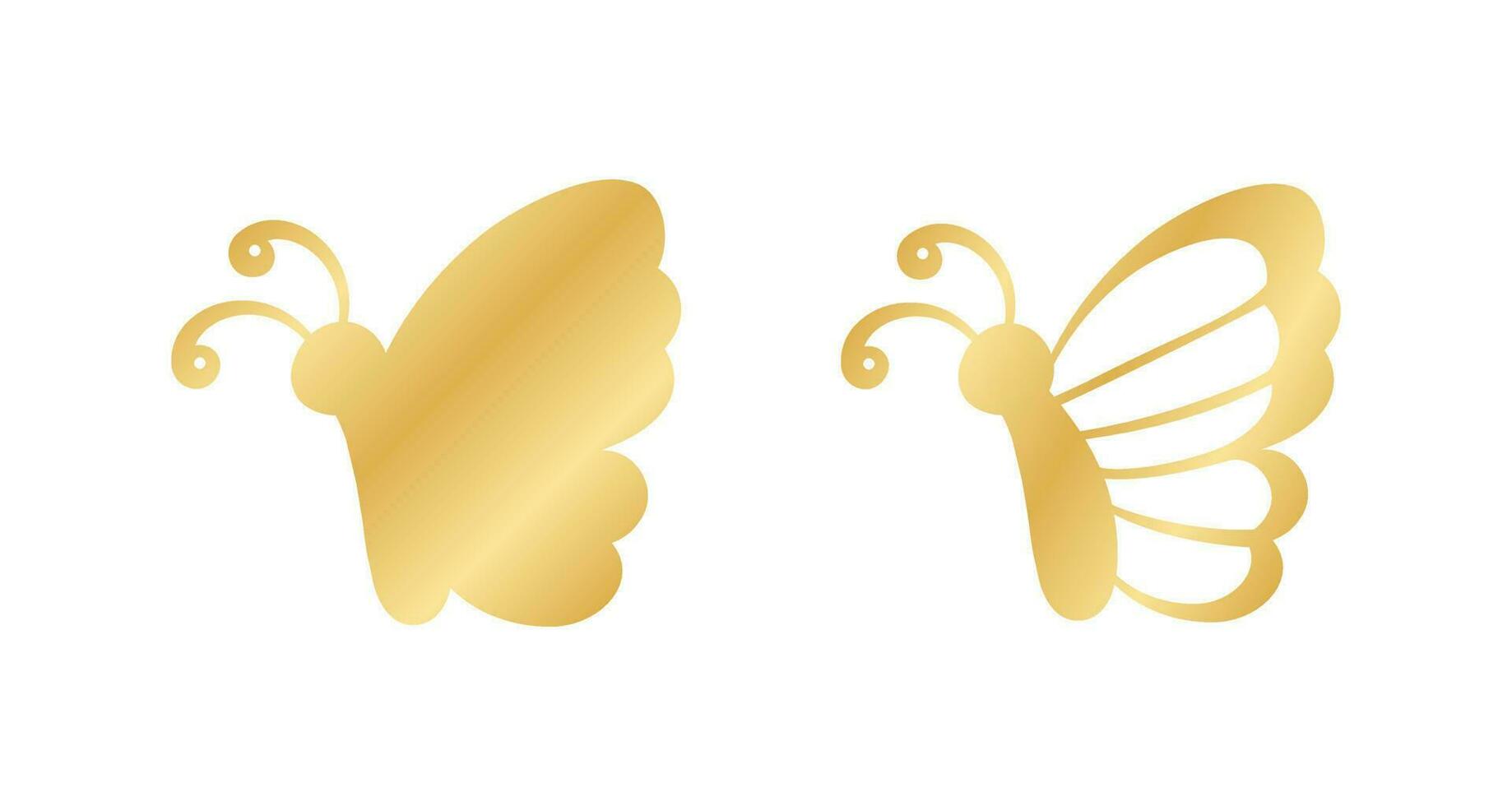 ouro borboleta logotipo coleção. abstrato dourado borboleta silhueta ícone vetor ilustração.