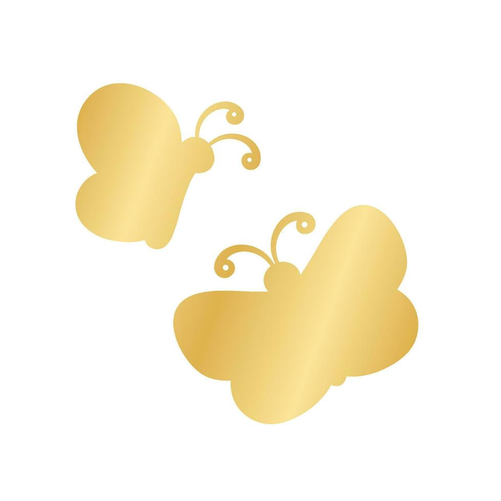 dourado borboletas vetor ilustração. lindo ouro borboleta silhuetas com diferente formas asas. para convite, moda, decorativo abstrato Projeto elementos.