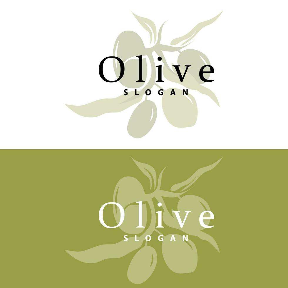 Oliva óleo logotipo, Oliva folha plantar ervas jardim vetor, simples elegante luxuoso ícone Projeto modelo ilustração vetor