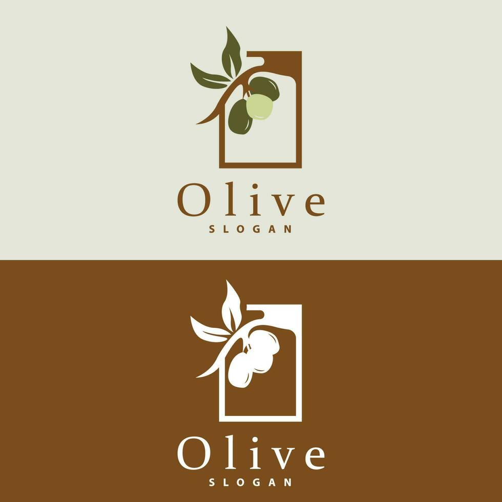 Oliva óleo logotipo, Oliva folha plantar ervas jardim vetor, simples elegante luxuoso ícone Projeto modelo ilustração vetor