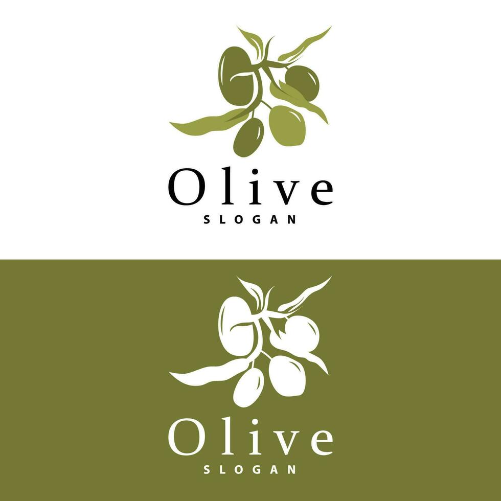 Oliva óleo logotipo, Oliva folha plantar ervas jardim vetor, simples elegante luxuoso ícone Projeto modelo ilustração vetor