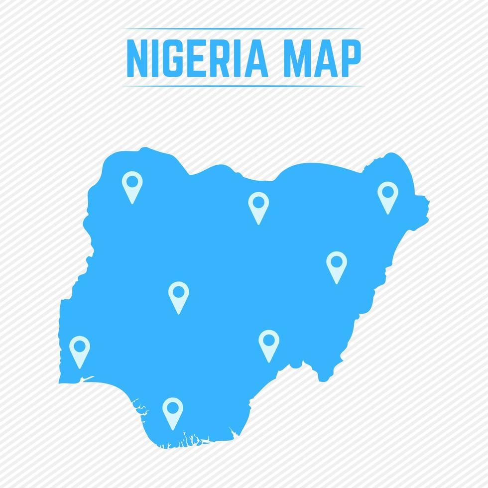 mapa simples da Nigéria com ícones de mapa vetor