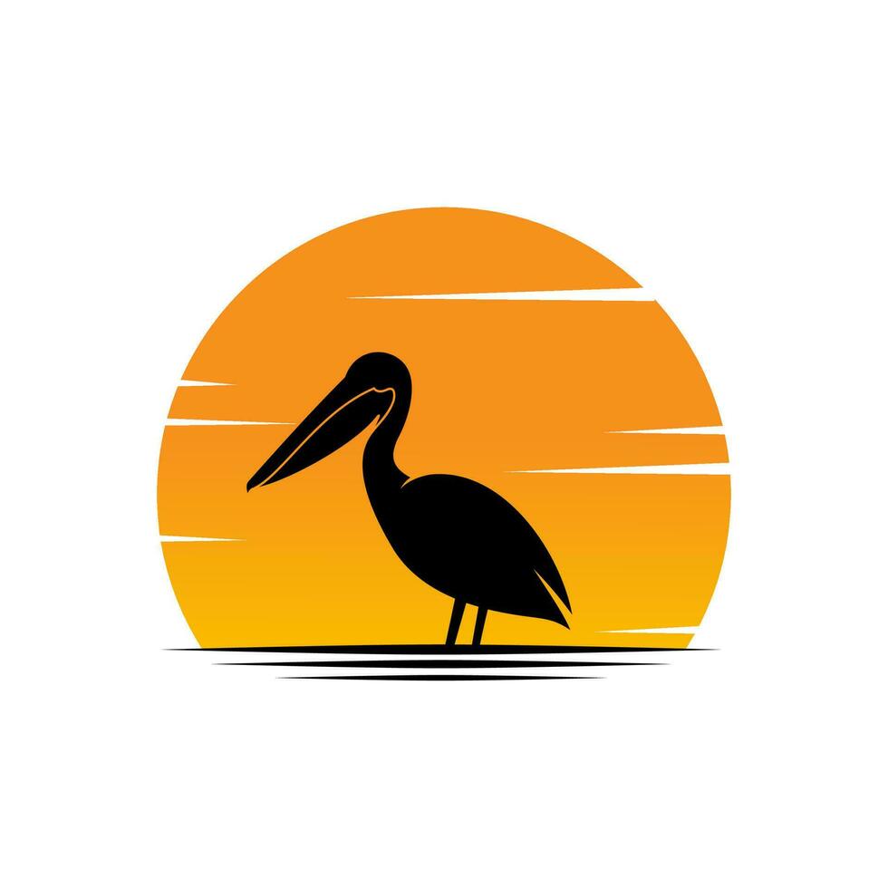silhueta pelicano pássaro logotipo vetor