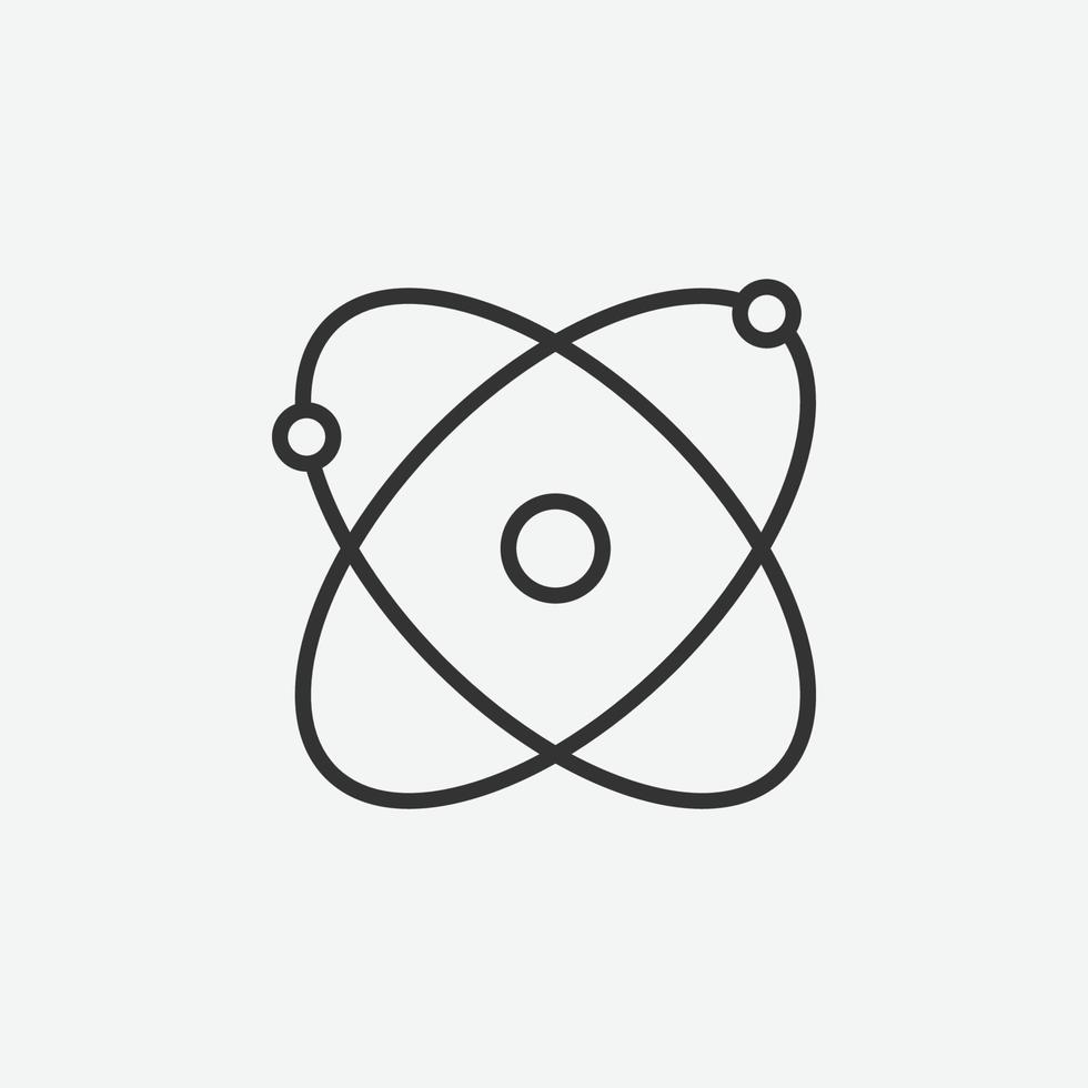 design do ícone de estilo linear do átomo. símbolo do elemento de partícula molecular de química. vetor