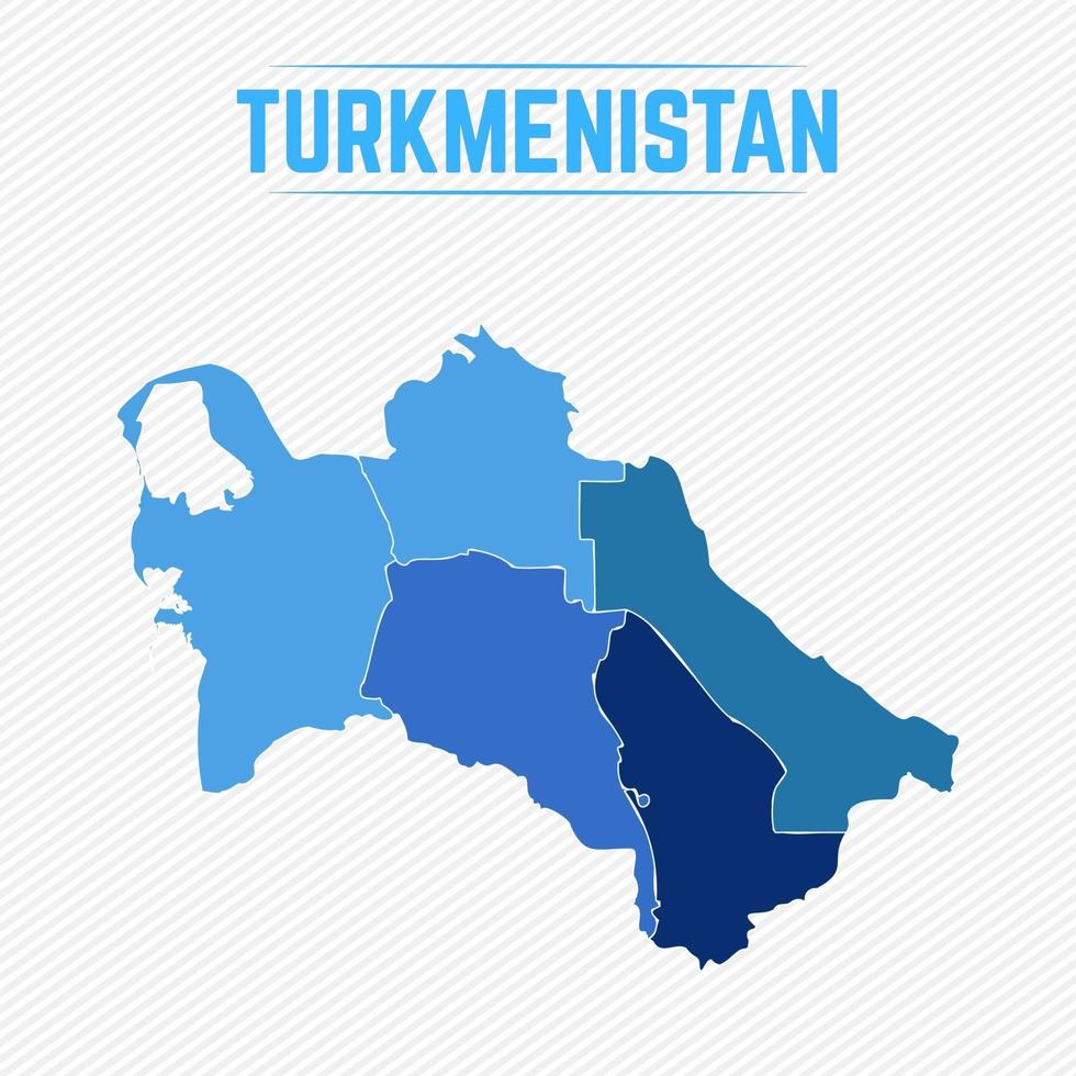 mapa detalhado do turcomenistão com regiões vetor