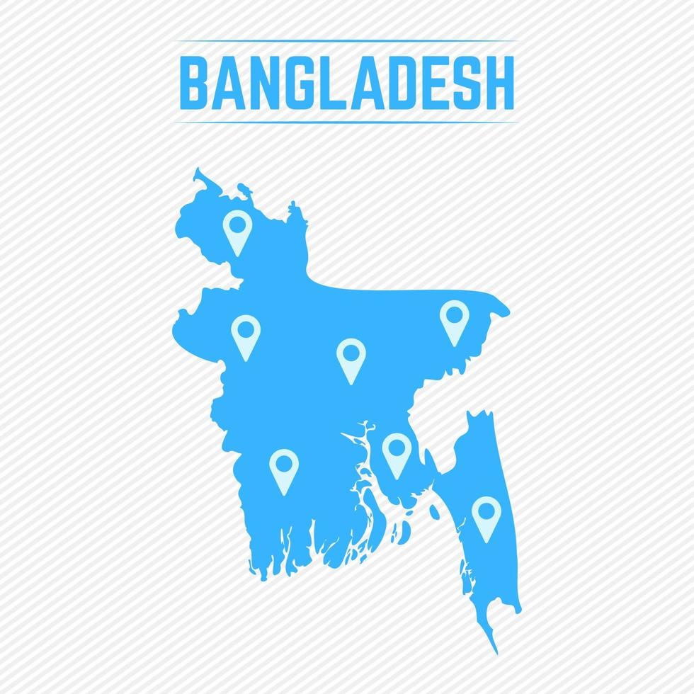 mapa simples de bangladesh com ícones de mapa vetor