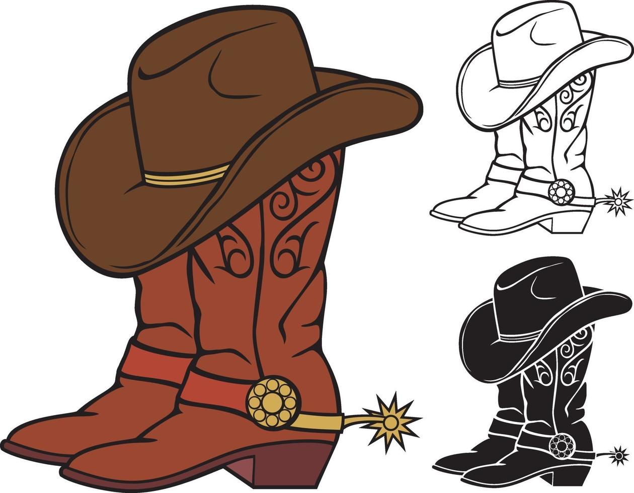 botas e chapéu de cowboy vetor