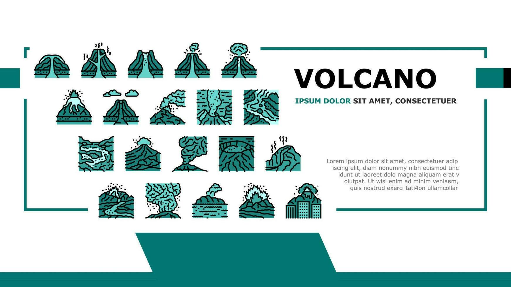 vulcão lava erupção natureza aterrissagem cabeçalho vetor