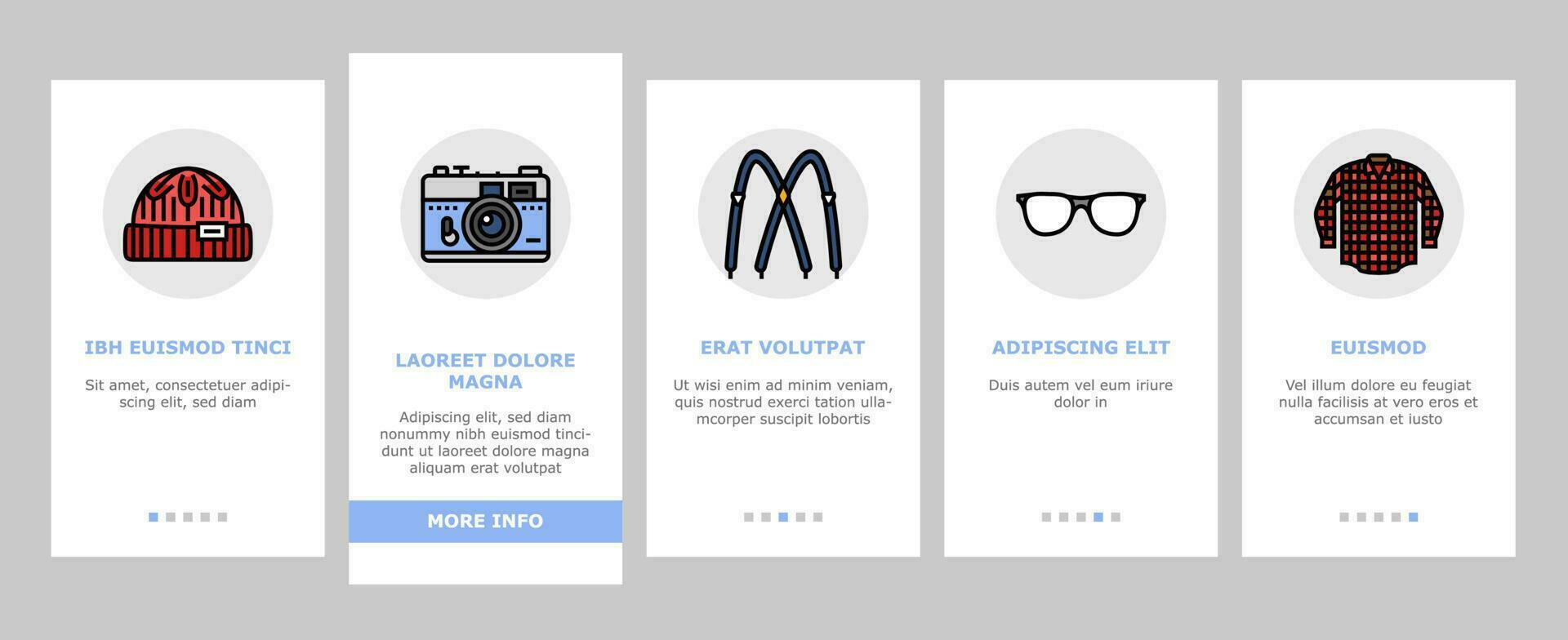 hipster retro vintage velho estilo onboarding ícones conjunto vetor