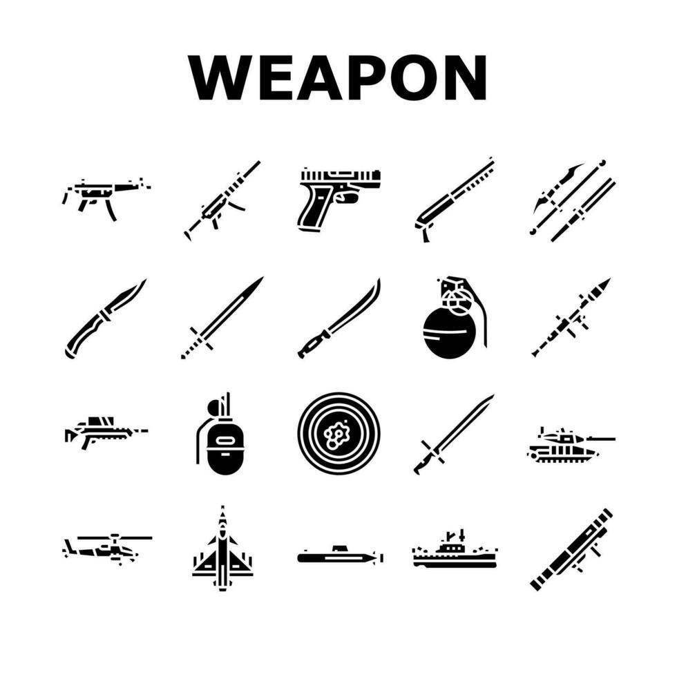 arma guerra arma de fogo militares exército ícones conjunto vetor