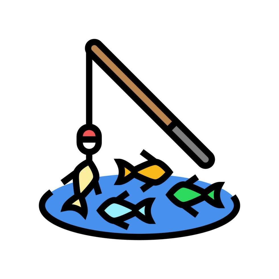 pescaria jogos borda mesa cor ícone vetor ilustração