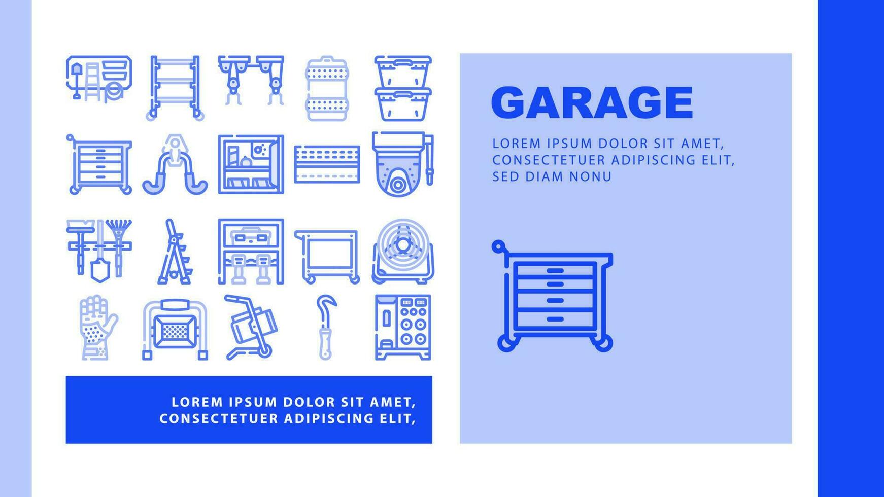 garagem acessórios ferramenta serviço ícones conjunto vetor