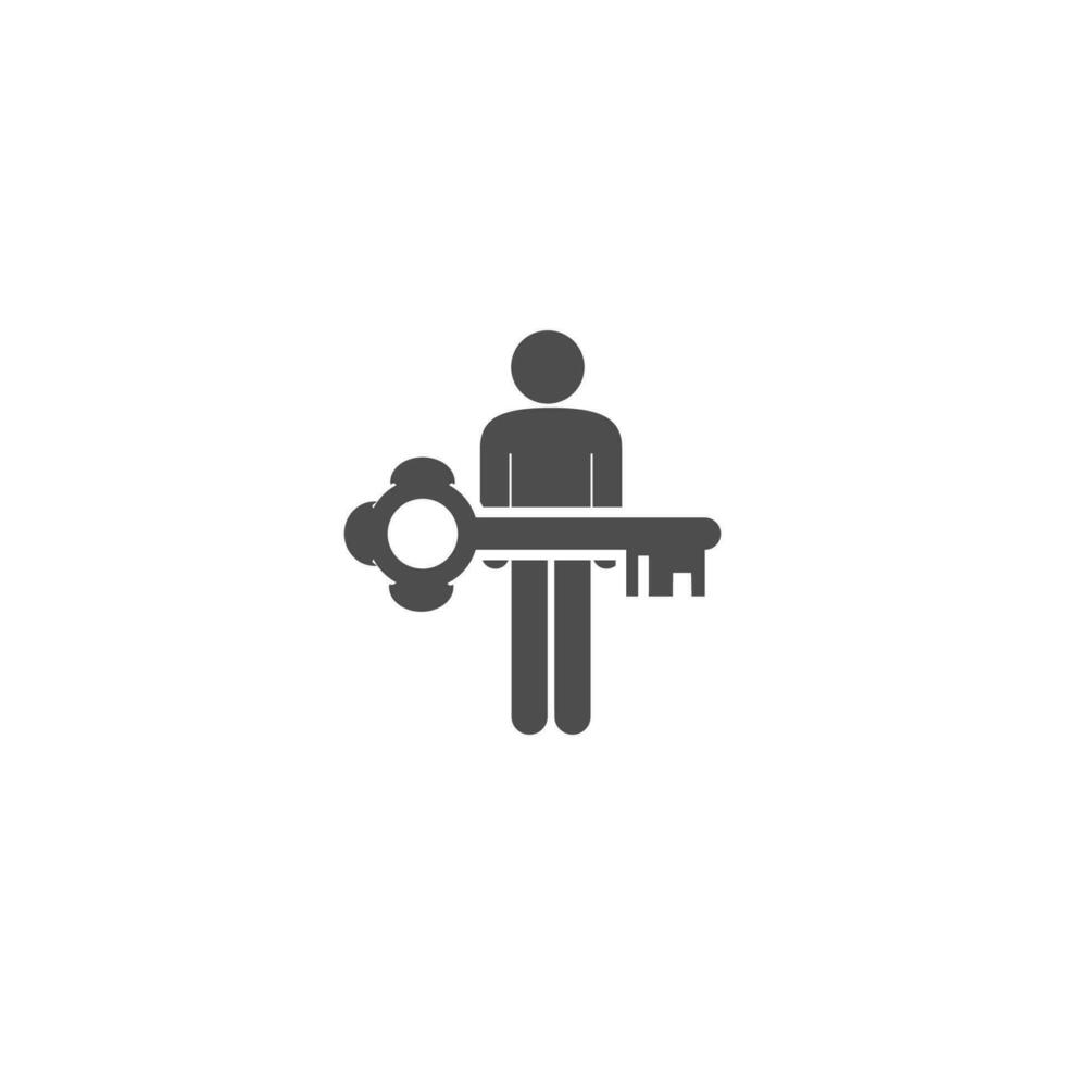 uma homem com uma chave vetor ícone ilustração
